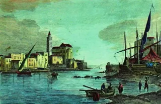 Stampa colorata del porto