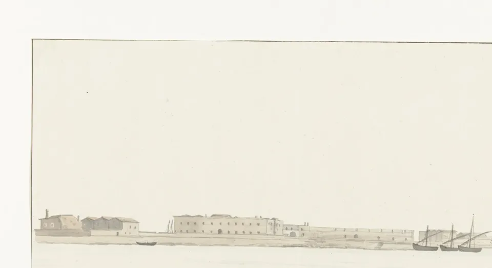 Louis Ducros, veduta del porto di Trani, 1778. Rijksmuseum, RP-T-00-492-55B.