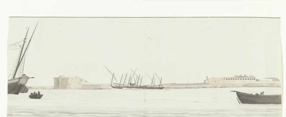 Louis Ducros, il porto di Trani visto dall’acqua, 1778. Rijksmuseum, RP-T-00-492-55A.