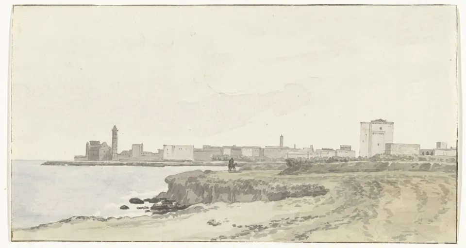 Louis Ducros, Trani vista dal mare, 1778. Rijksmuseum, RP-T-00-492-54.