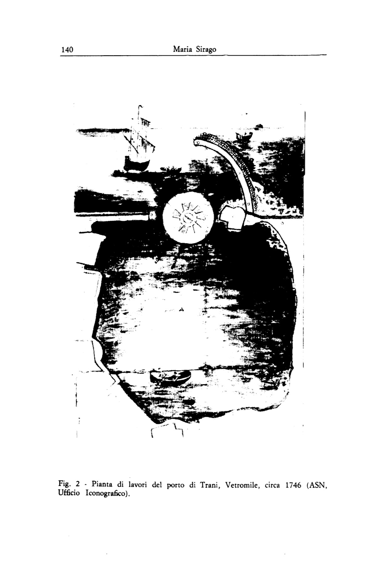 Pagina 140 — Figura 2: pianta del porto di Trani — Maria Sirago, Archivio Storico Pugliese, 1998